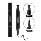 1 Pcs Double-Headed Seal Black Eyeliner Triangle Seal Eyeliner 2-in-1 Waterproof Eyes Make kit with Eyeliner Pen Eyeliner Stamp