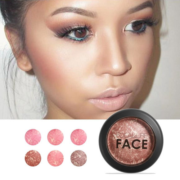 FOCALLURE Makeup Blusher Top Quality Professional Cheek 6 Colors Baked Blush Bronzer Blusher Face Contour Blusher