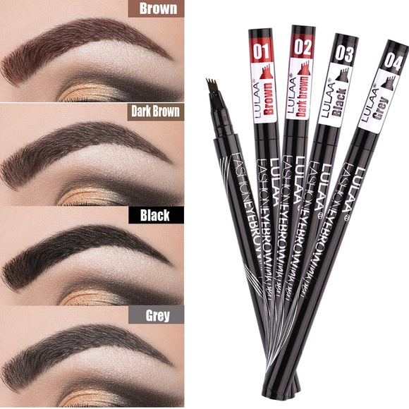 LULAA Waterproof Natural Eyebrow Pen Four-claw Eye Brow Tint Makeup Four Colors Eyebrow Pencil Brown Black Grey Brush Cosmetics