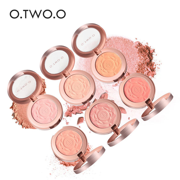 O.TWO.O Face Blusher Powder Rouge Makeup Cheek Blusher Powder Minerals Palettes Blusher Brush Palette Cream Natural Blush